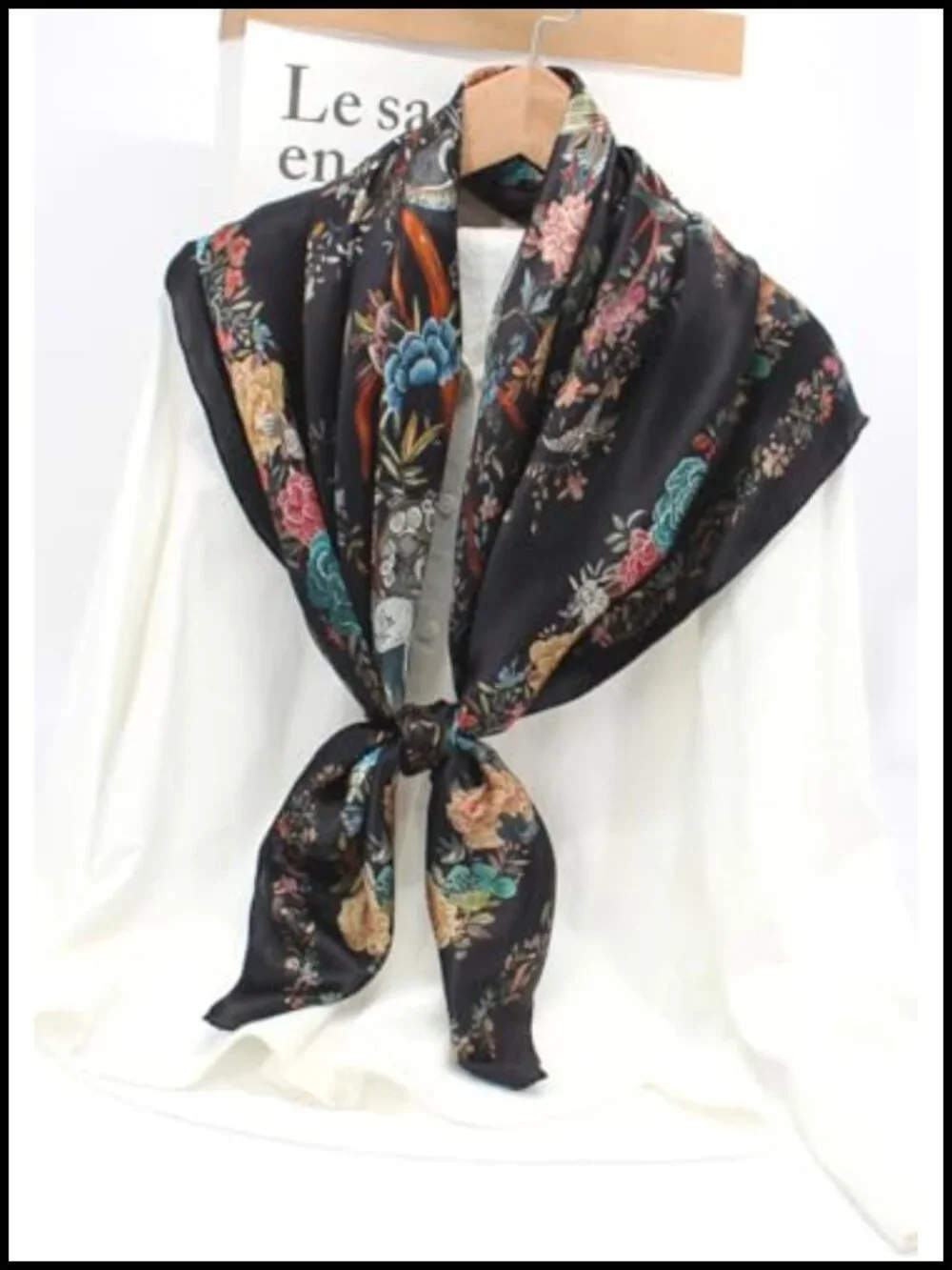 100% Silk Large Square Scarf Shawl Hair Wrap 43 Inch